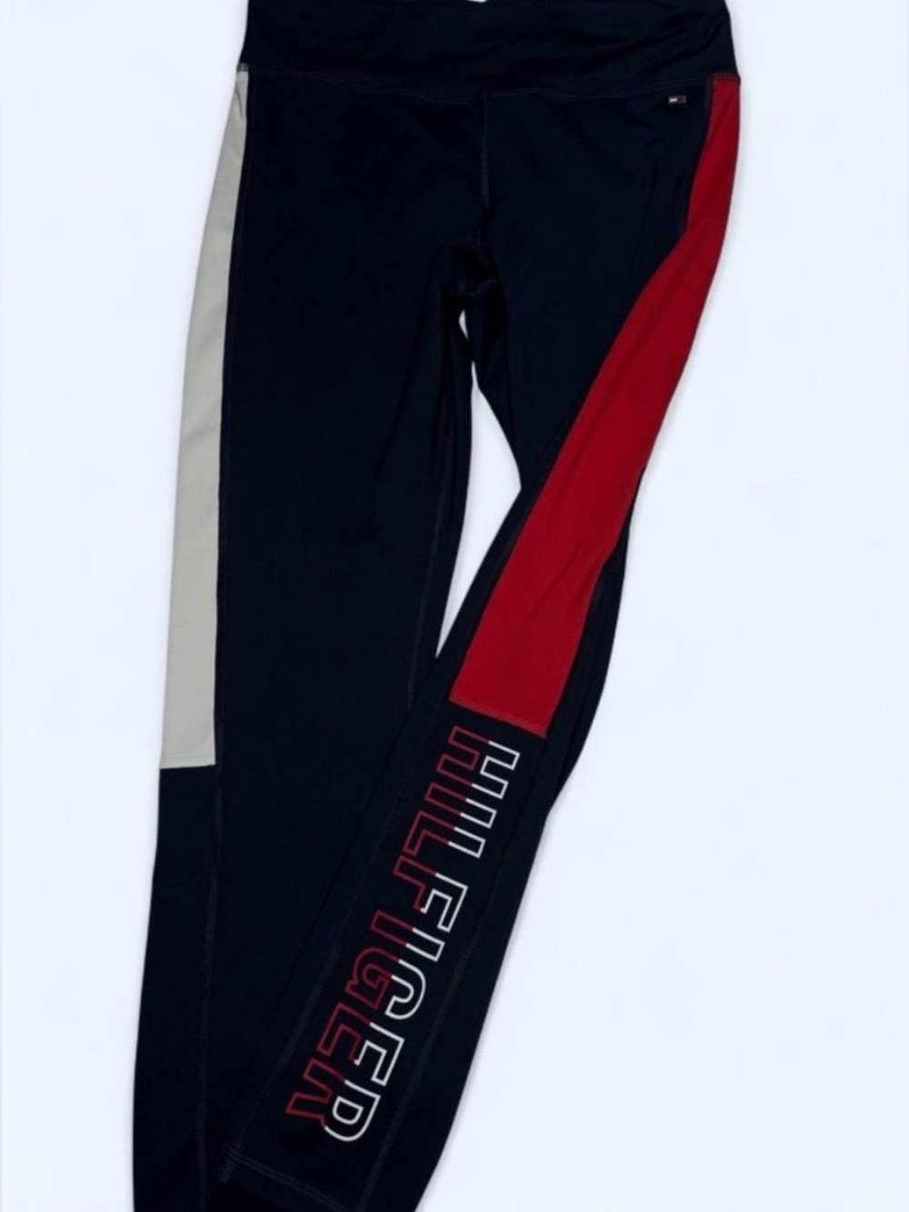 NWOT Tommy Hilfiger Women's leggings Navy Blue with White and Red Stripes Large - Picture 2 of 7